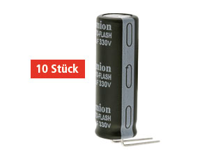 CAMION Blitz-Elektrolyt-Kondensator 100µF, 330V, radial, RM 5mm, 10 Stück CAMION Photo Flash, 100 µF/330 V, 10 Stück