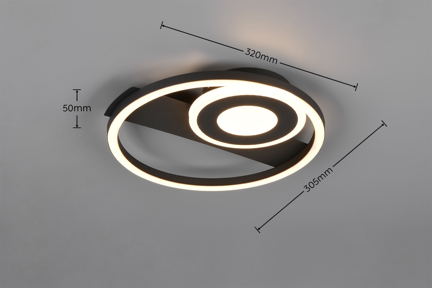 REALITY LED-Deckenleuchte HORUS, R63671132, 22W, 2500lm, 3000K, schwarz