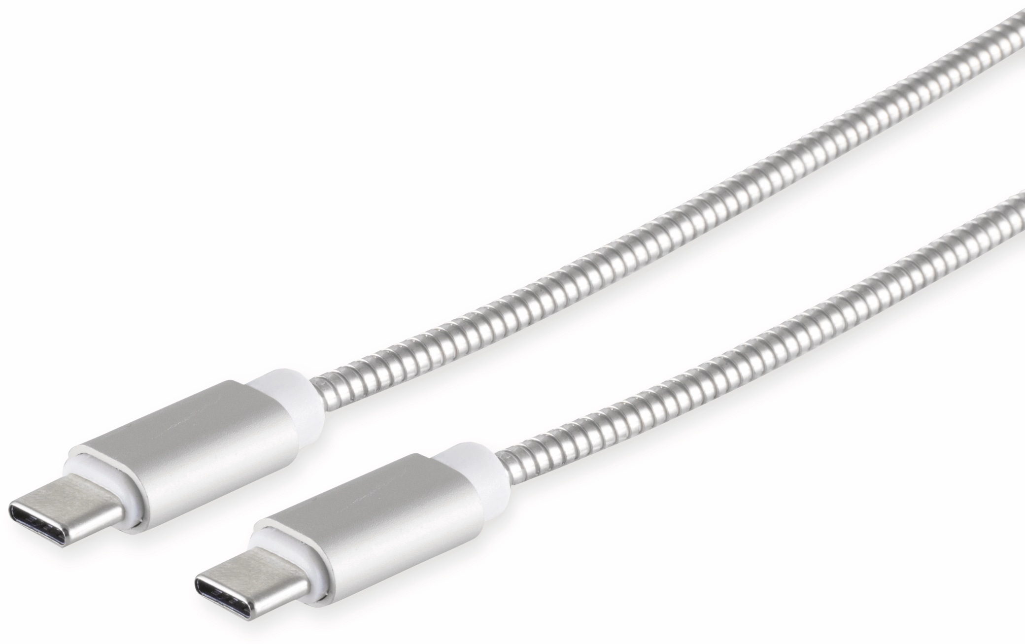 USB2.0 Typ-C Kabel, Metall-Mantel, 1 m, silber