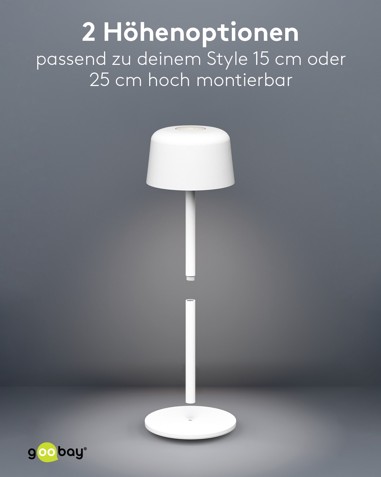 GOOBAY LED-Tischleuchte 77676, 2W, 3000 K, 150 lm, warmweiß, IP44, weiß