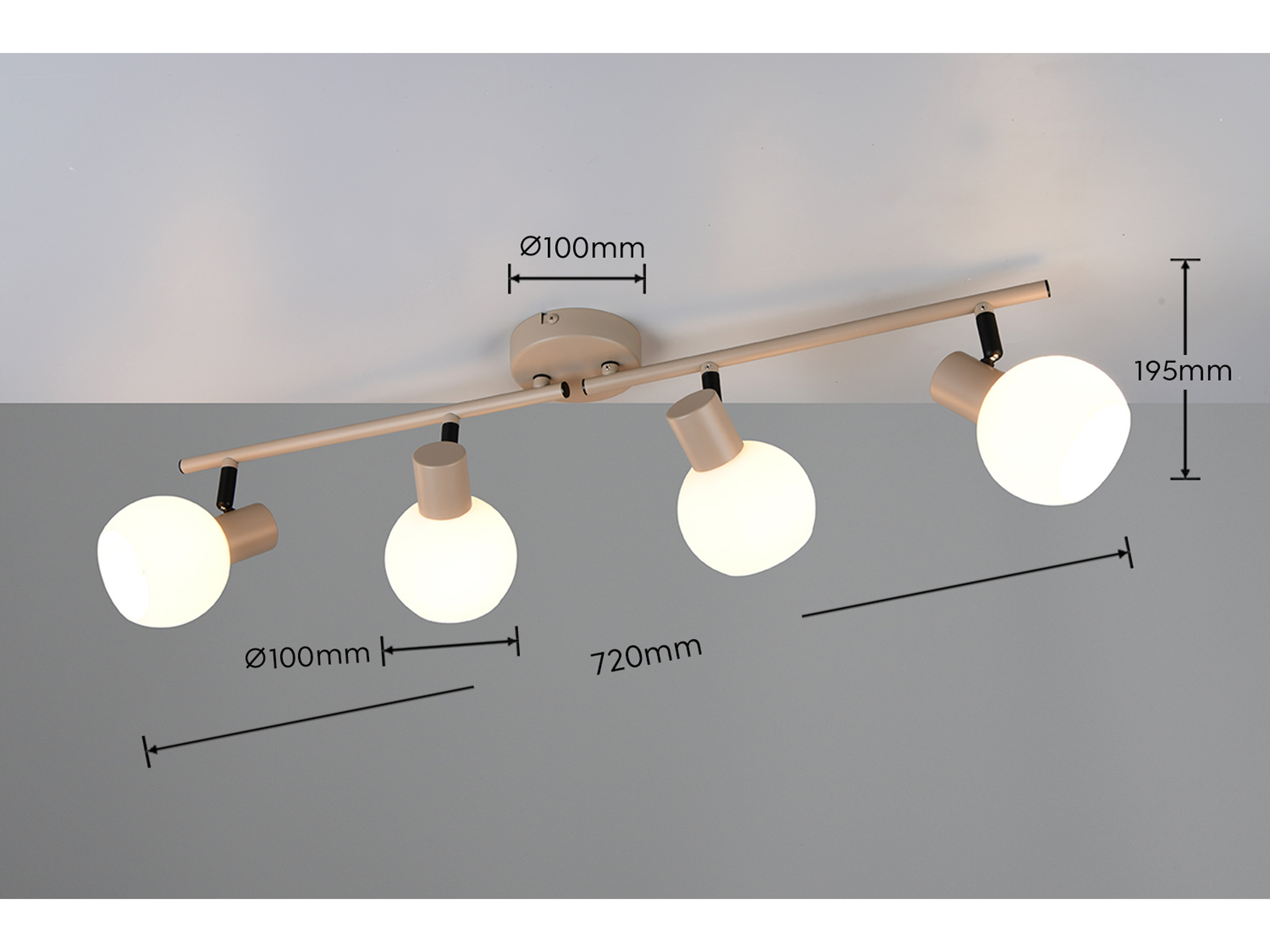 REALITY Deckenleuchte 4 flg. Boba R86374043, E14, ohne LM, IP20, beige