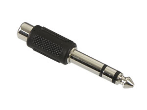 Klinkenadapter, Stecker 6,3 mm stereo / Cinchkupplung, schwarz