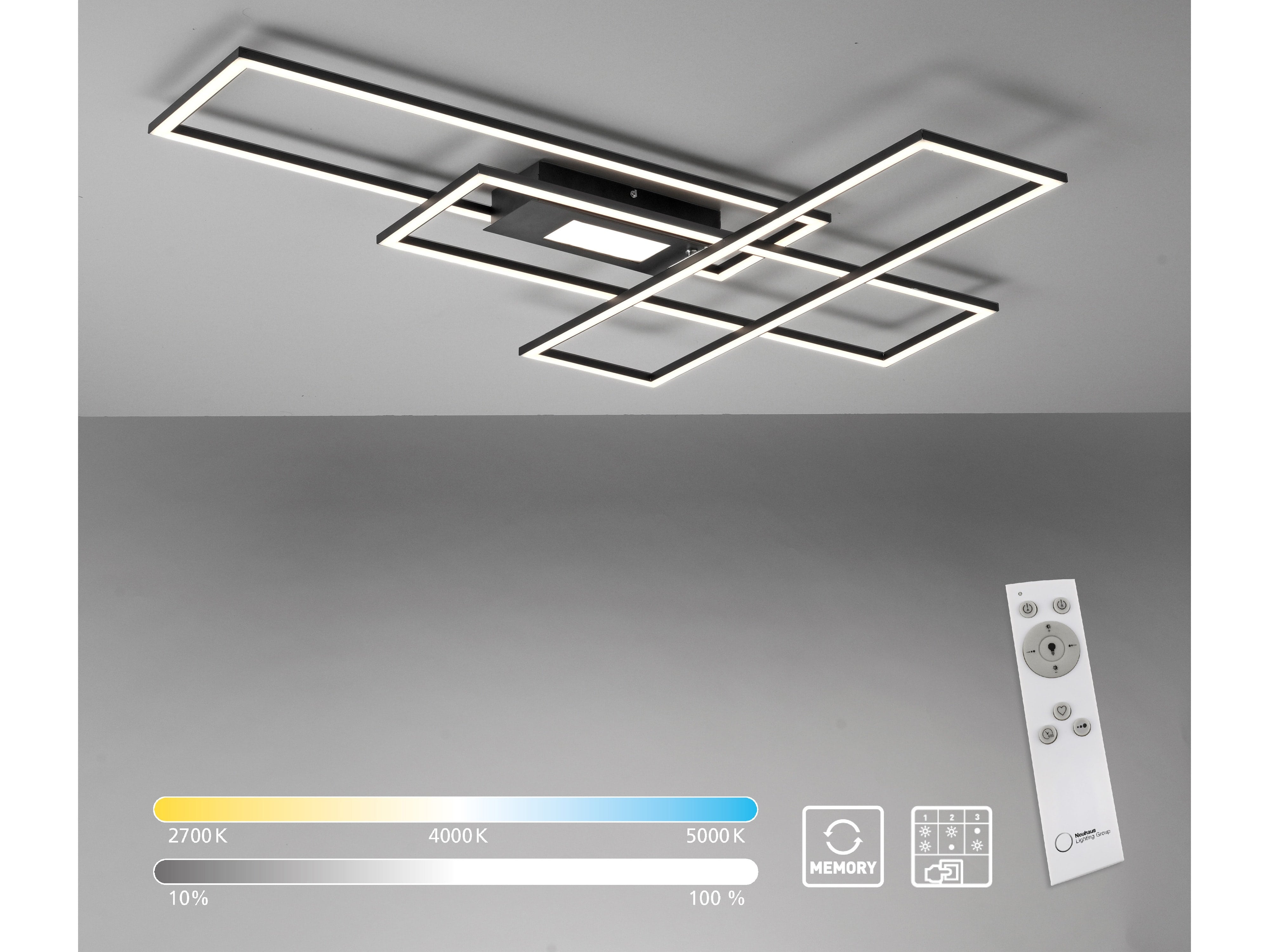 JUST LIGHT LED-Deckenleuchte 14693-18, 45W, 5500lm, schwarz JUST LIGHT LED-Deckenleuchte 14693-18, 45W, 5500lm, schwarz