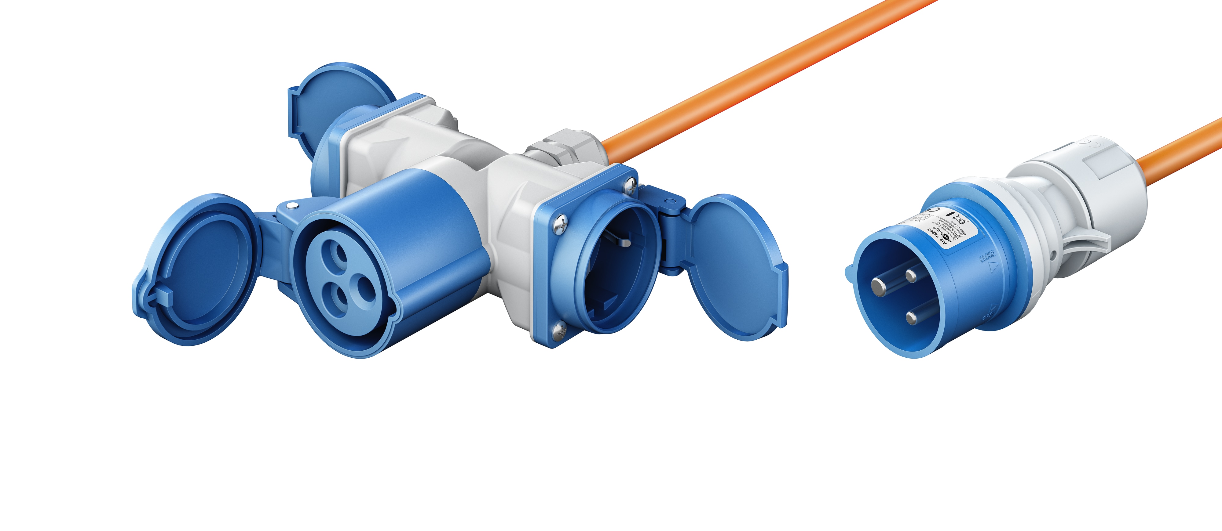 GOOBAY CEE-Adapterkabel 76265, 5 m, Stecker zu Kupplung + 2x Schutzkontaktkupplung GOOBAY CEE-Adapterkabel 76265, 5 m, Stecker zu Kupplung + 2x Schutzkontaktkupplung