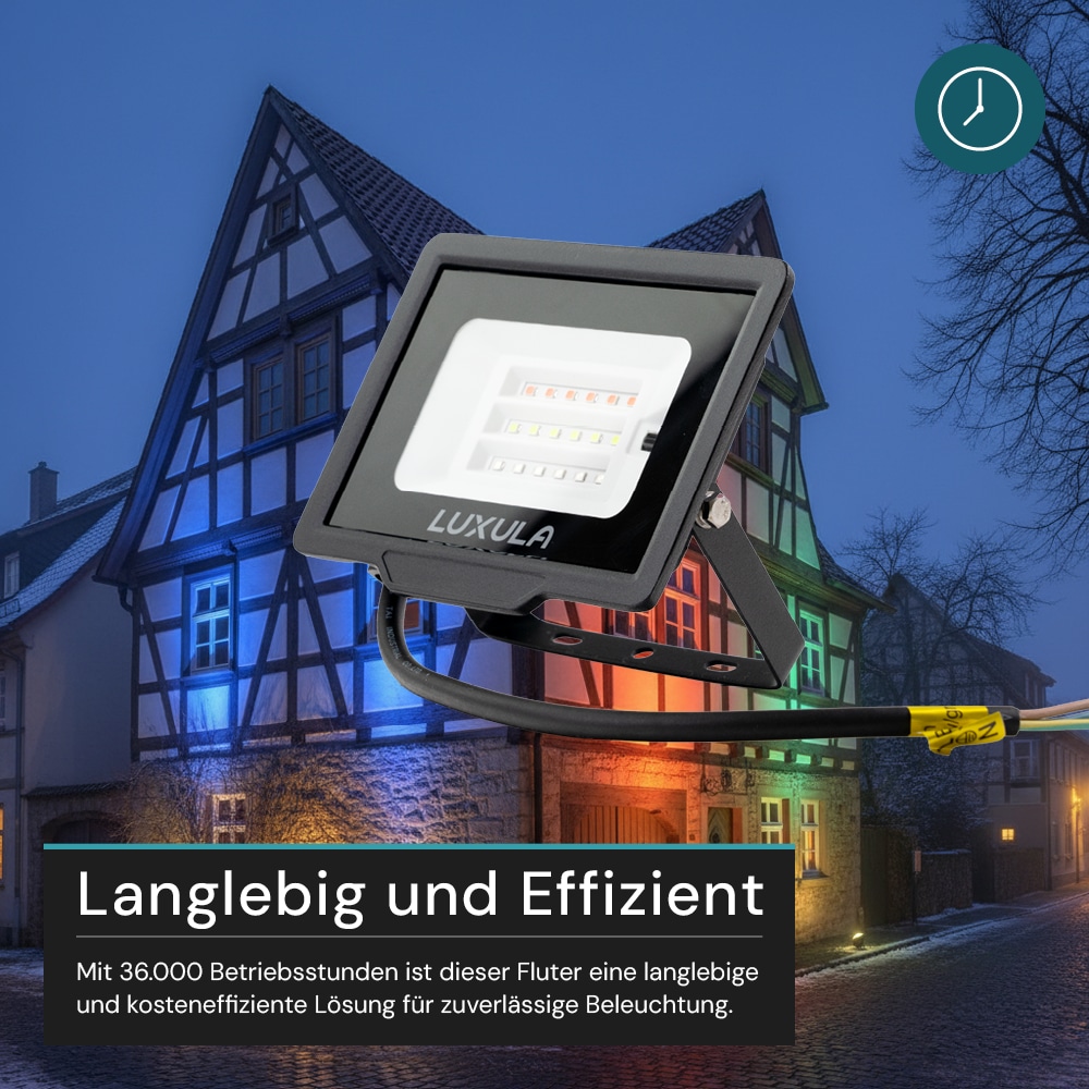 LUXULA RGB LED-Fluter LX400181, 20W, IP65, schwarz, mit Fernbedienung