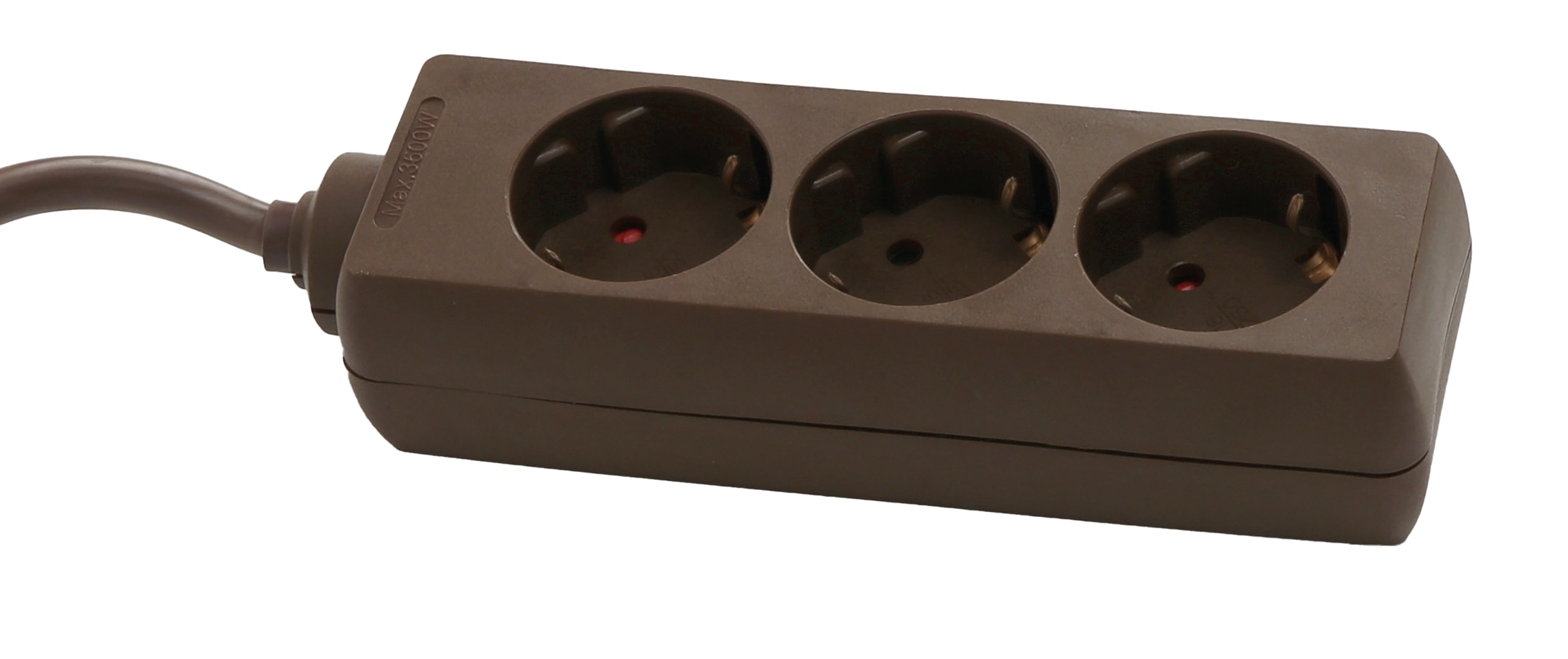 Steckdosenleiste XM-C03, 3-fach, braun Steckdosenleiste XM-C03, 3-fach, braun