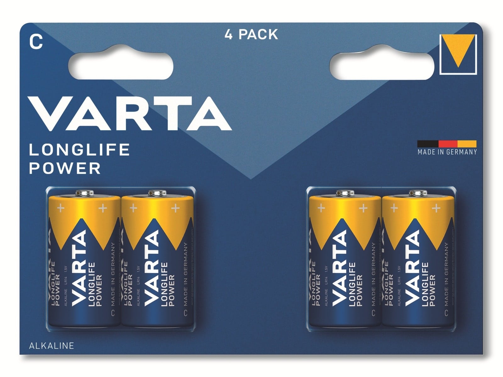 VARTA Batterie Alkaline, Baby, C, LR14, 1.5V, Longlife Power, 4 Stück
