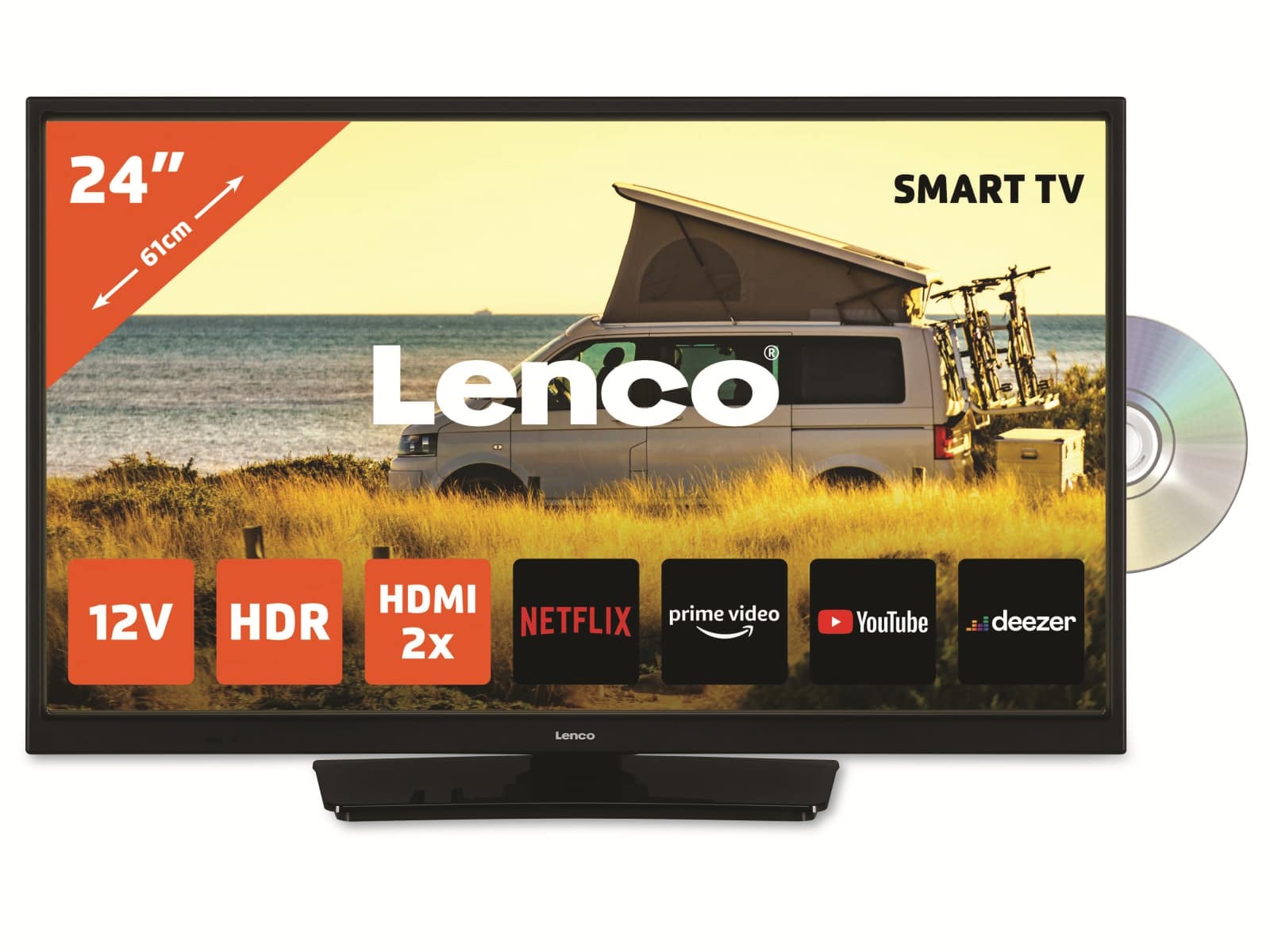 LENCO LED-TV DVL-2483BK, 24" ( 61 cm), HD, EEK: F, DVD-Player, DVB-T/T2/S2/C