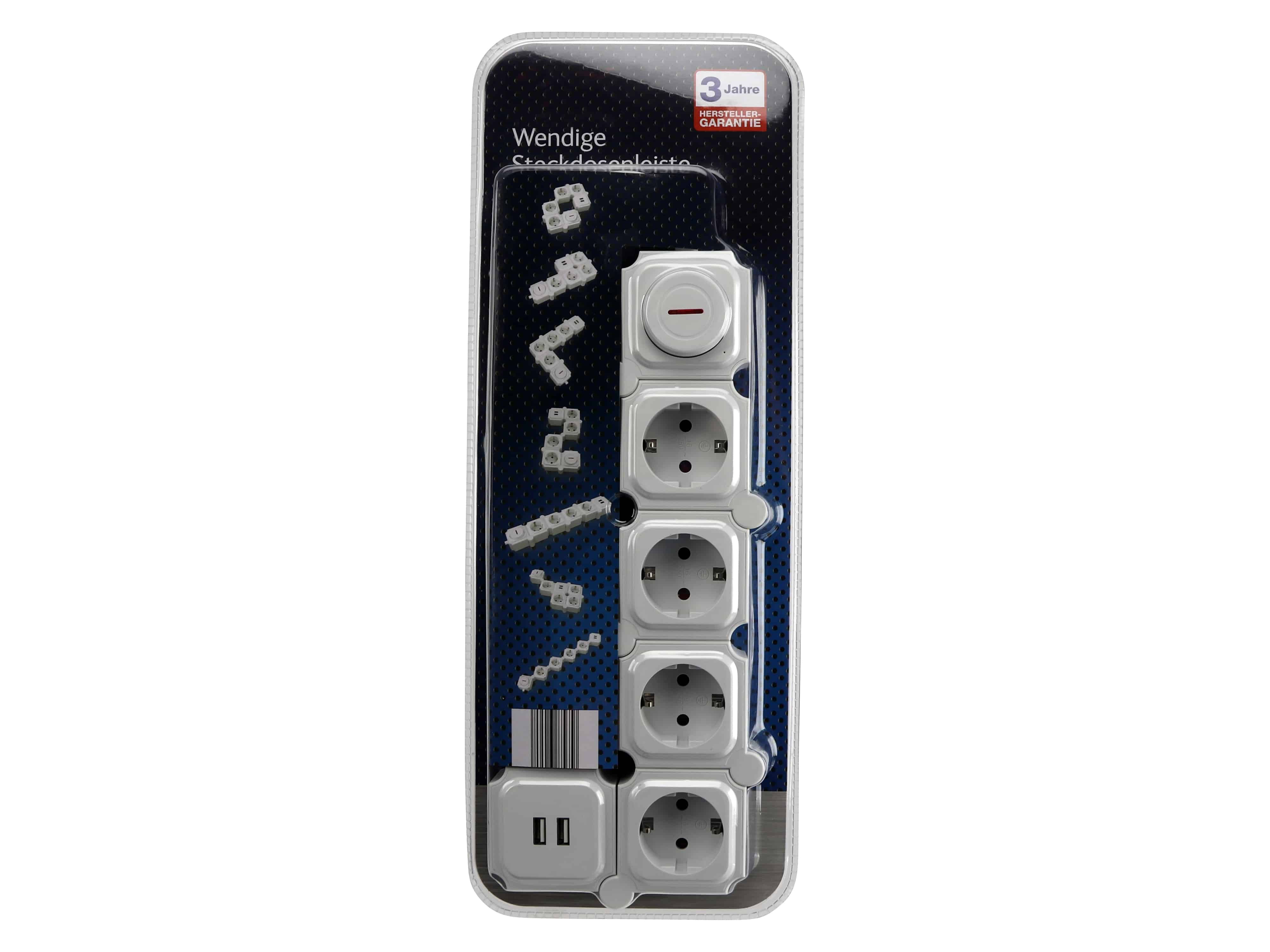 Steckdosenleiste, GT-WSL-01-F, 4-fach, Schaltbar, USB, weiß