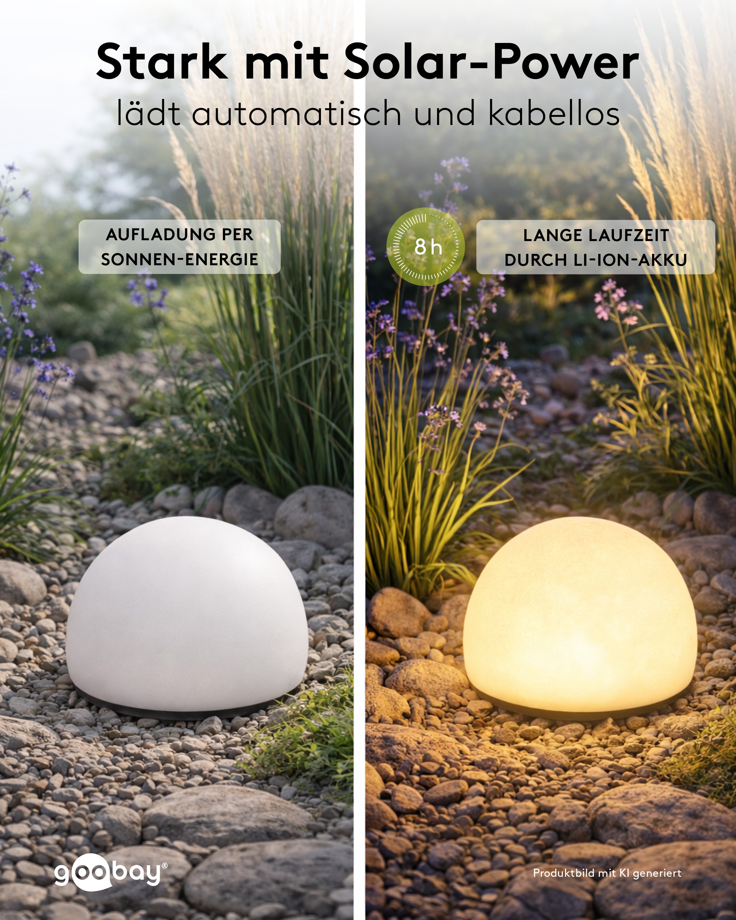 GOOBAY LED-Solar-Dekoleuchten, 20 cm, Kugel, Größe M, RGBW, 2 Stück GOOBAY LED-Solar-Dekoleuchten, 20 cm, Kugel, Größe M, RGBW, 2 Stück
