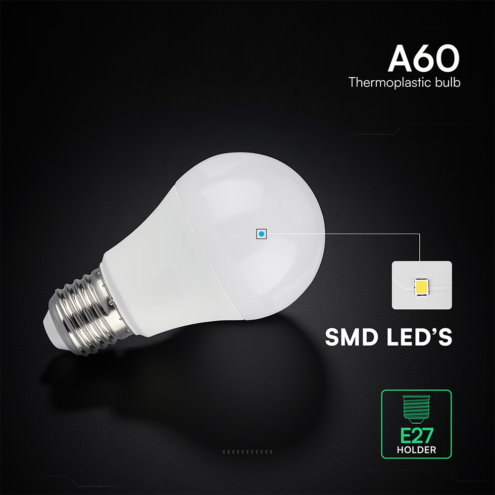 V-TAC LED-Lampe VT-2172606, EEK: F, 8,5W, 806lm, 3000K, E27, A60, 200° V-TAC LED-Lampe VT-2172606, EEK: F, 8,5W, 806lm, 3000K, E27, A60, 200°