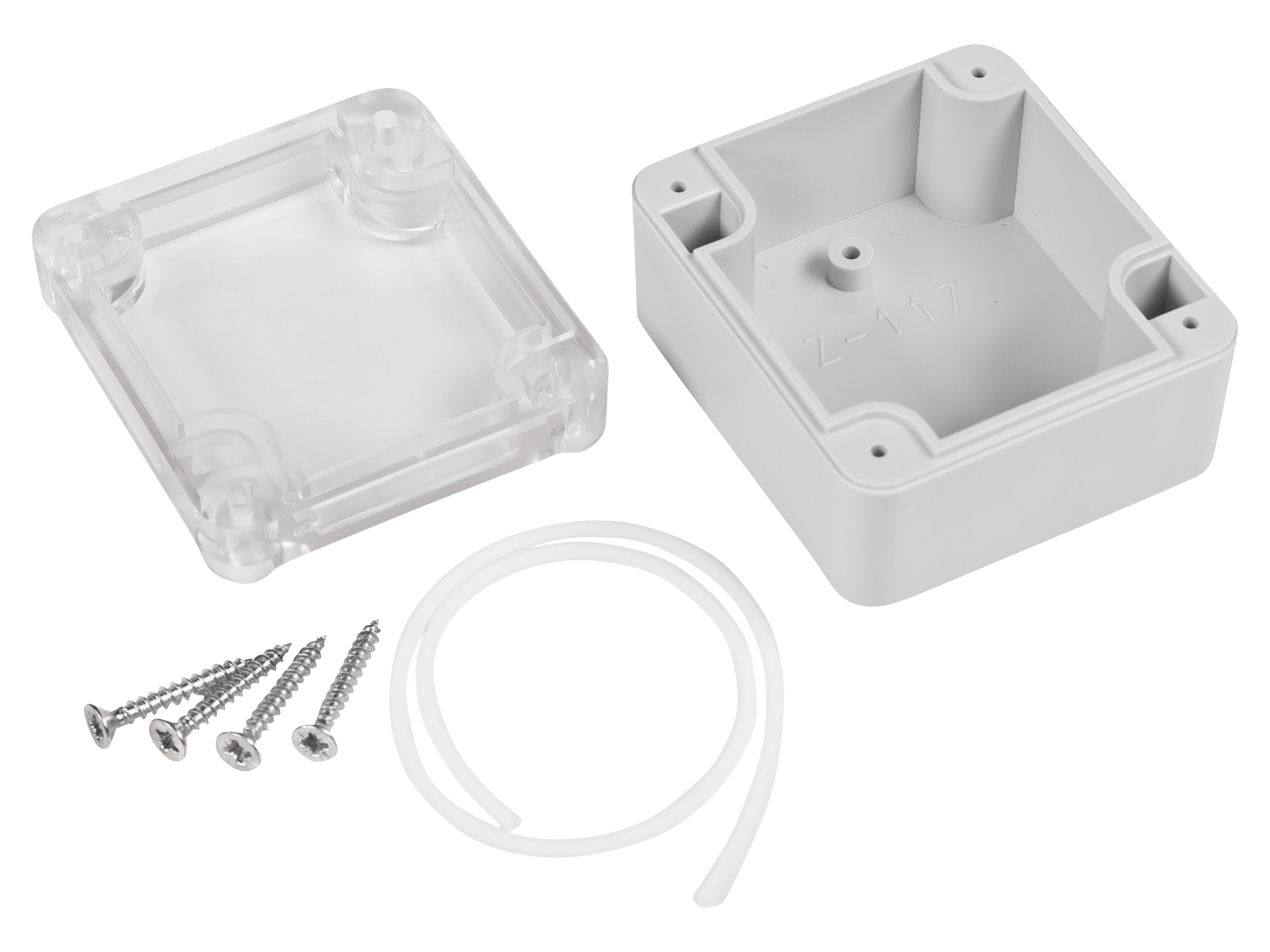 POLLIN ABS-Gehäuse 4U63060604037, 63x57x37 mm, IP65, Glasklarer Deckel