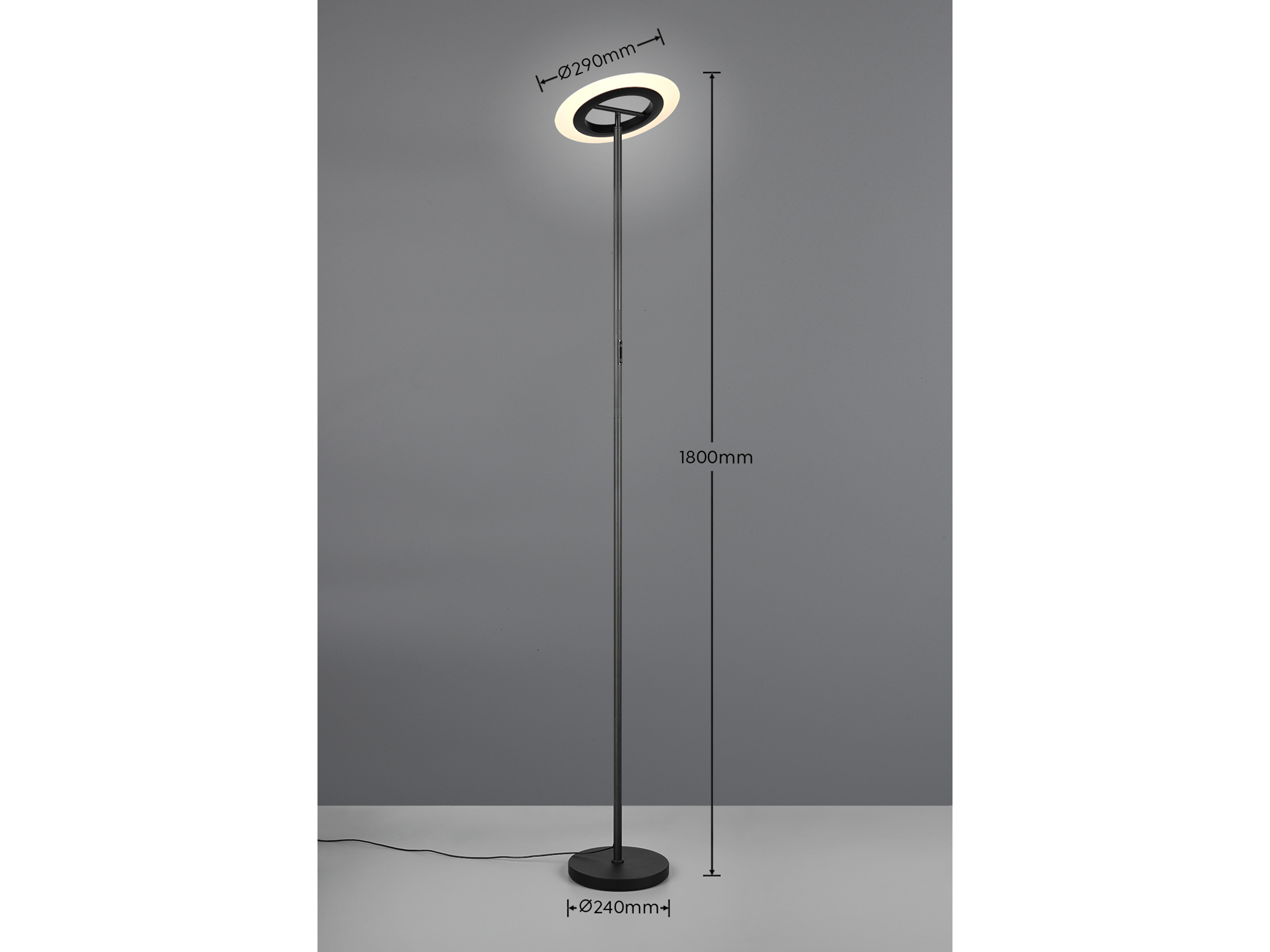 REALITY LED-Stehleuchte Samba R43411132, 16,5W, 2700... 6500K, 1900lm, CCT, RGB, IP20, schwarz