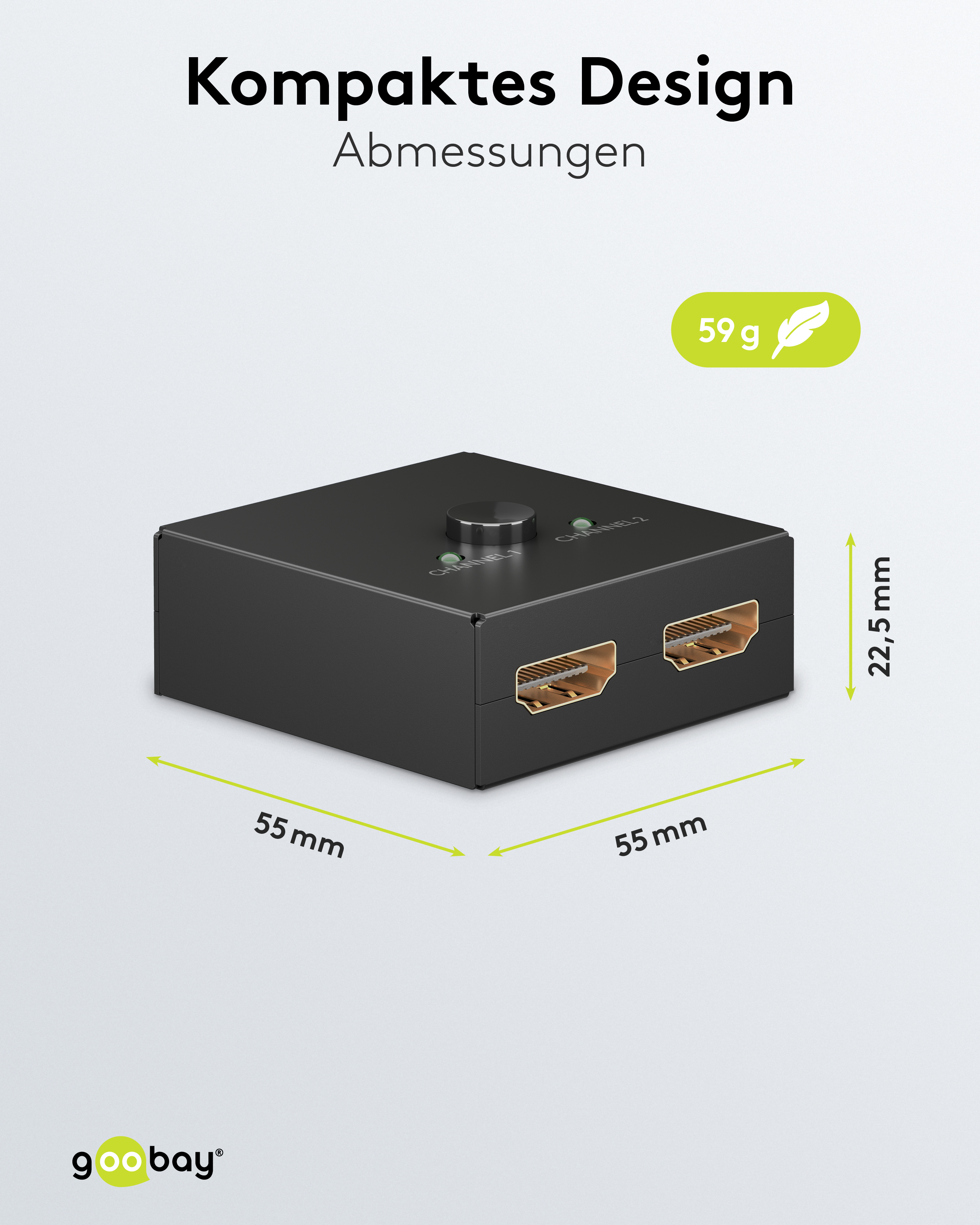 GOOBAY Manuelle HDMI-Umschaltbox 2 auf 1, 4K, 60 Hz