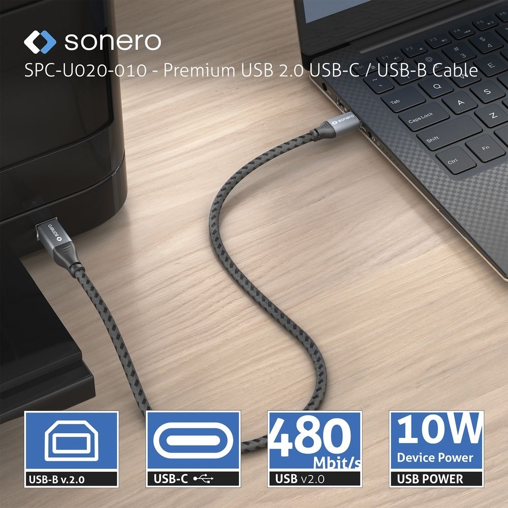 SONERO USB 2.0 Kabel SPC-U020-005 C/B 0,5m grau-schwarz