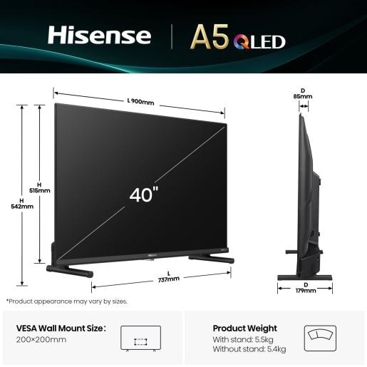 HISENSE LED-TV 40A5Q, 101 cm (40"), EEK: F, FHD HISENSE LED-TV 40A5Q, 40" (100 cm), EEK: F, FHD
