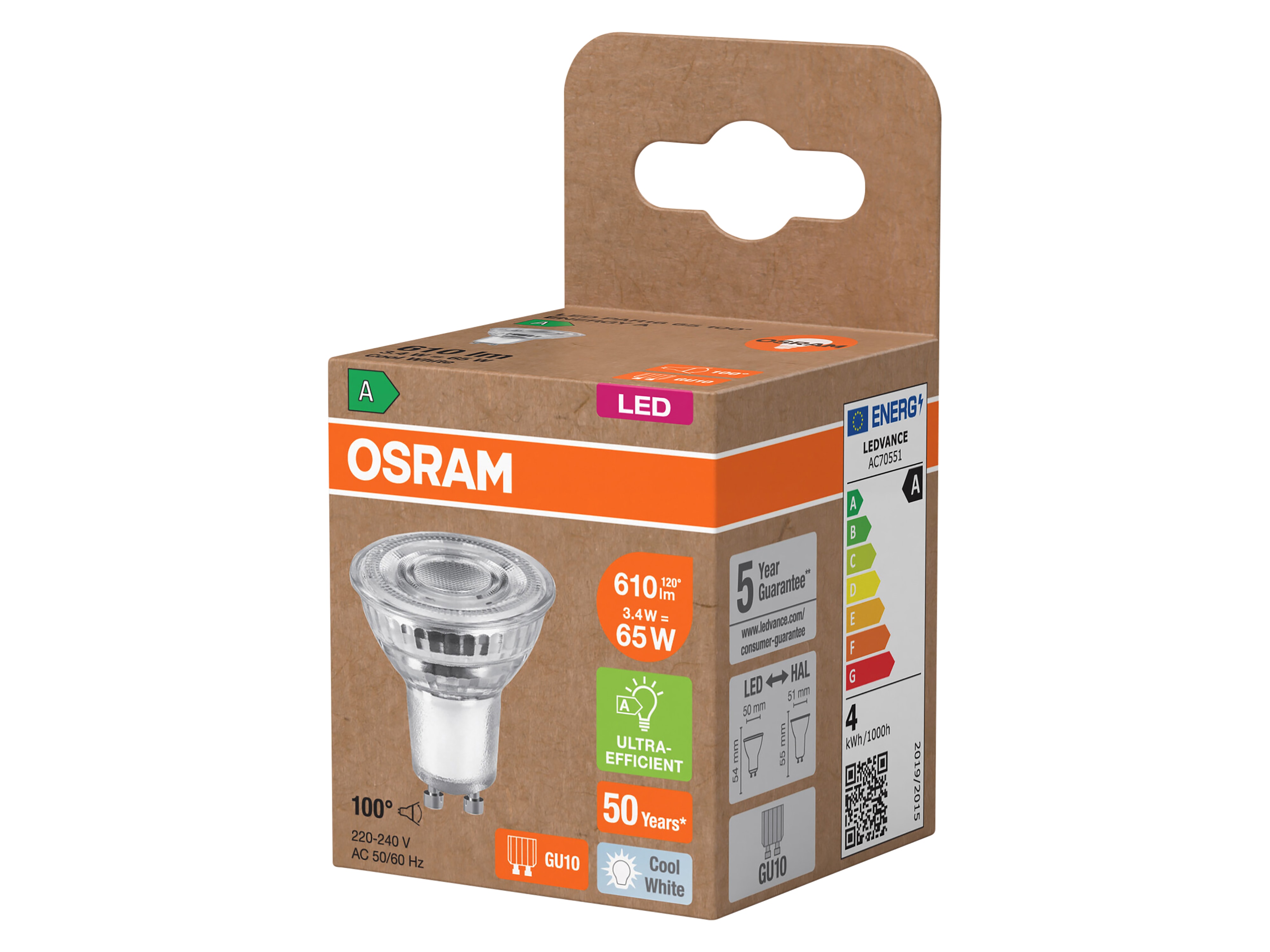 OSRAM LED-Reflektorlampe, GU10, 3,3 W, 4000 K, EEK: A, 600 lm, neutralweiß