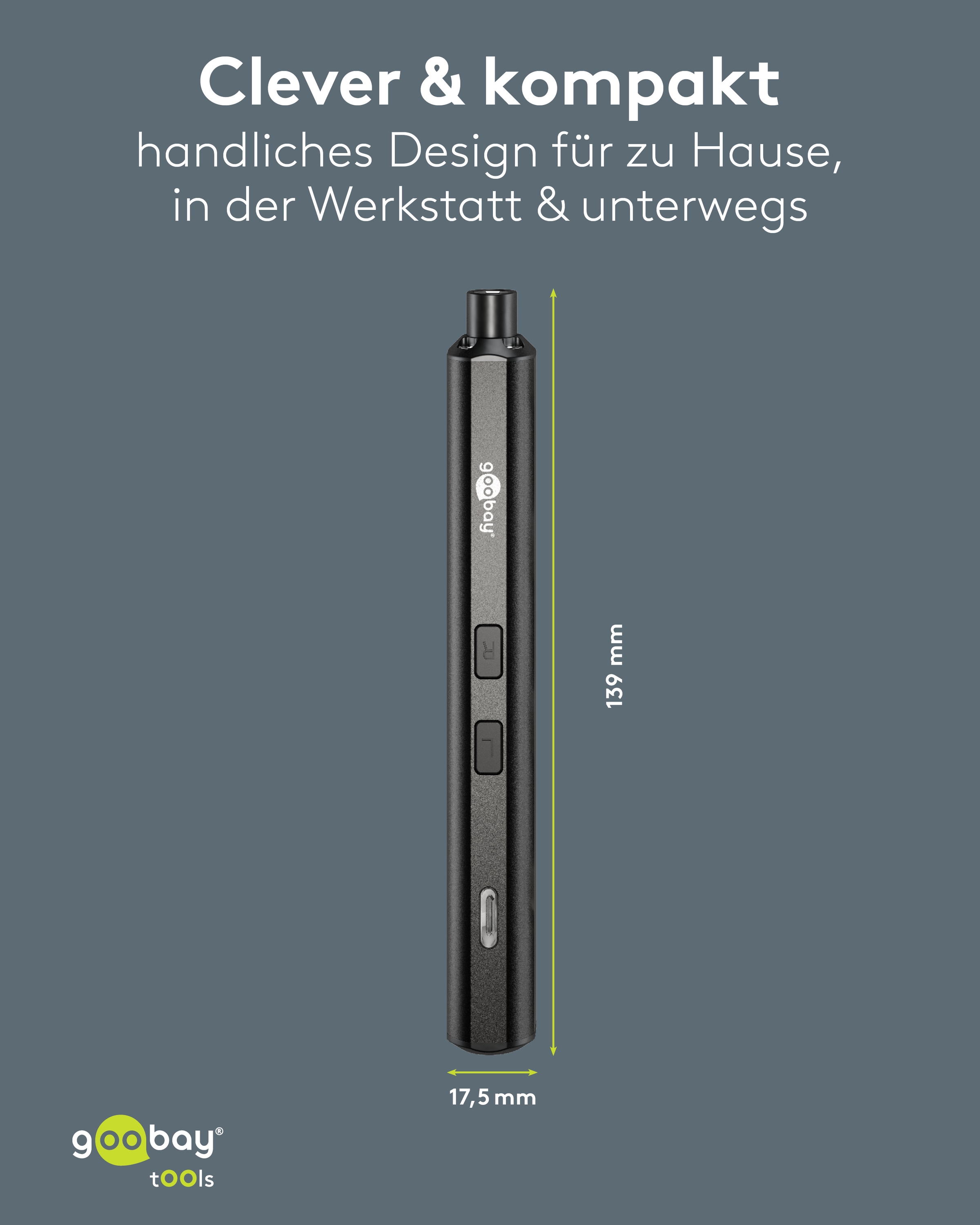 GOOBAY TOOLS Elektrischer Schraubendreher, 77838, mit 20-tlg. Präzisions-Bitsatz