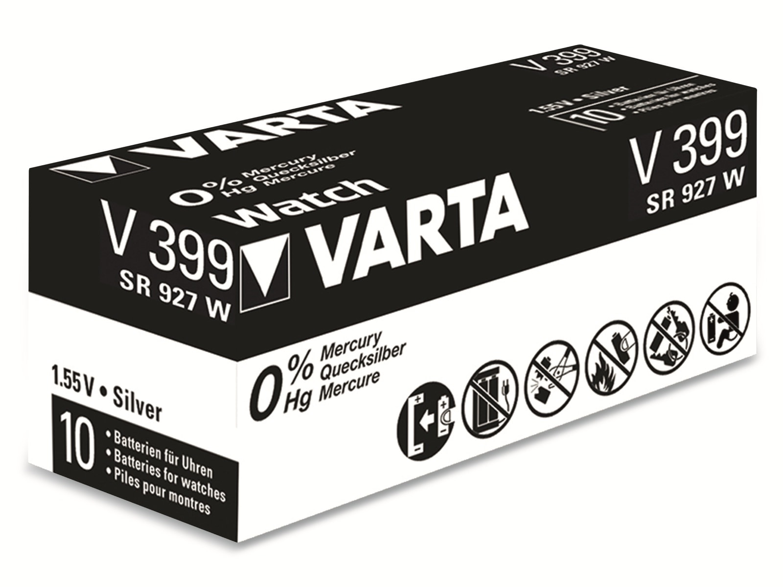 VARTA Knopfzelle Silver Oxide, 399 SR57,  1.55V, 10 Stück