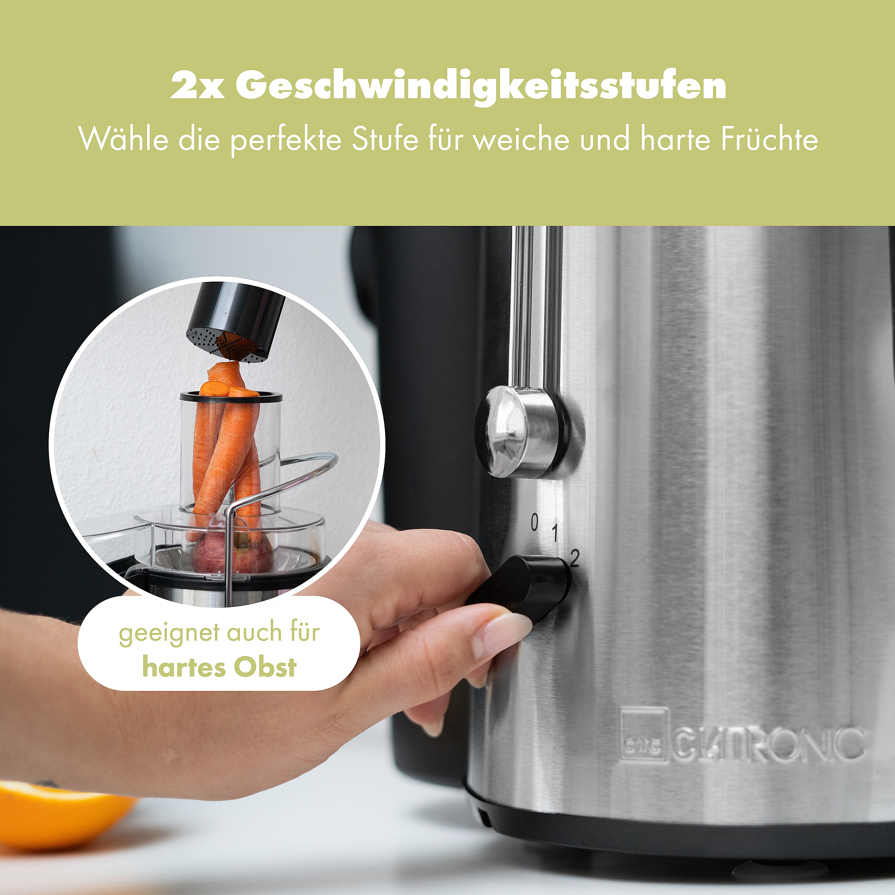 CLATRONIC Entsafter AE 3532, direkter Saftauslauf, schwarz-inox, 1000 W
