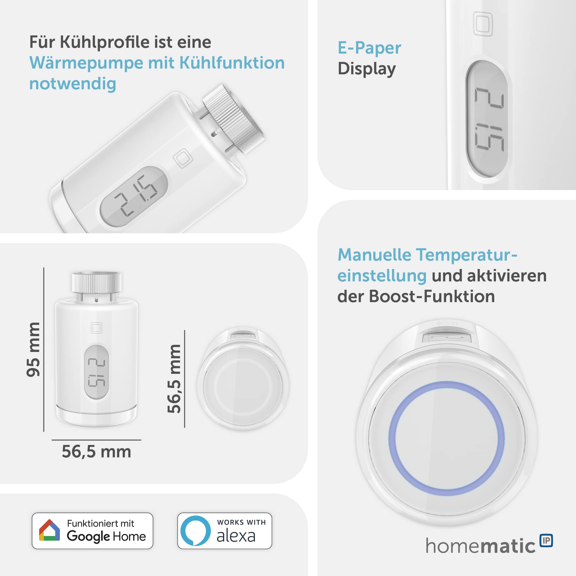 HOMEMATIC IP 161046A0, Heizkörper-Thermostat pure
