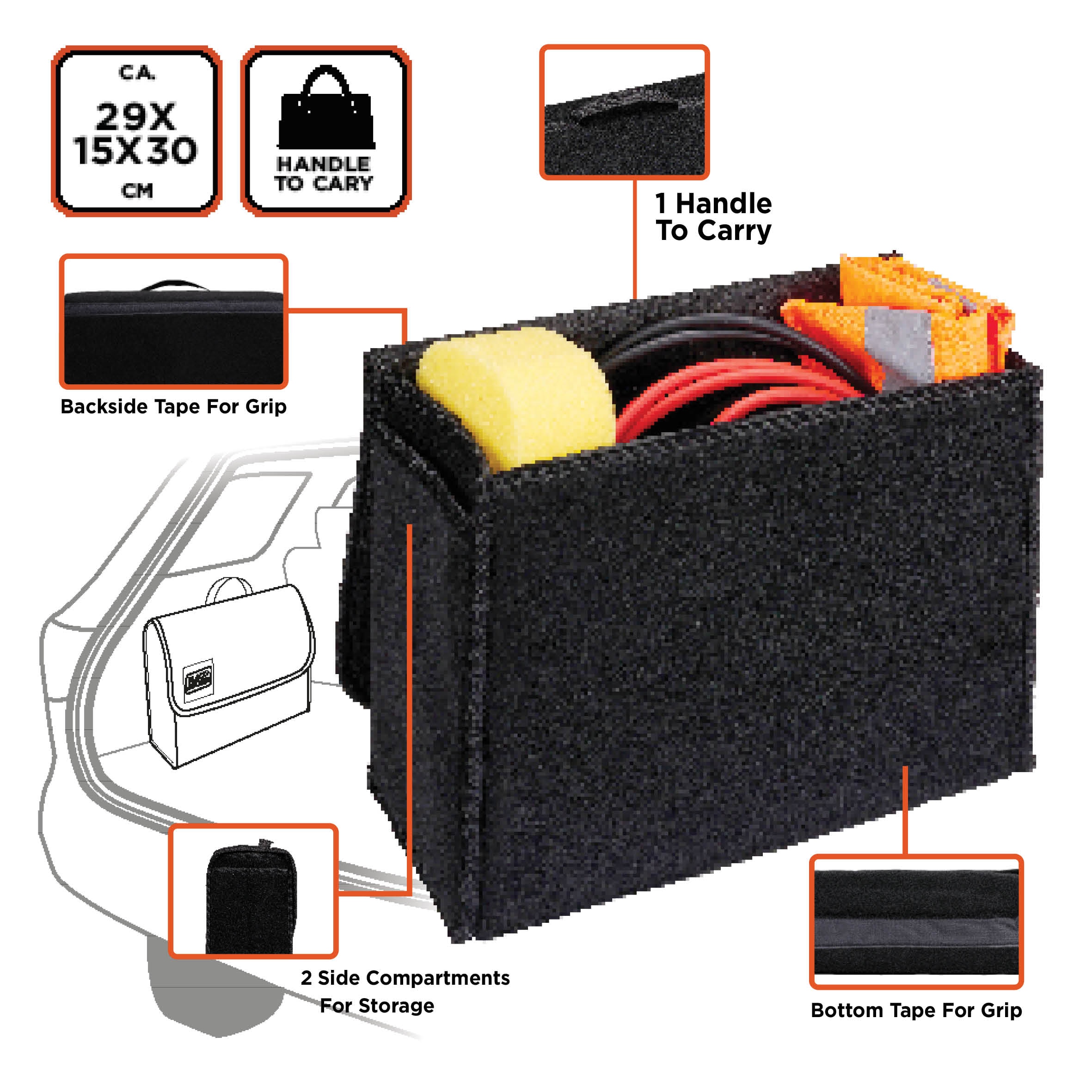 BLACK & DECKER Auto-Organizer, aufklappbar, 29x15x30 cm