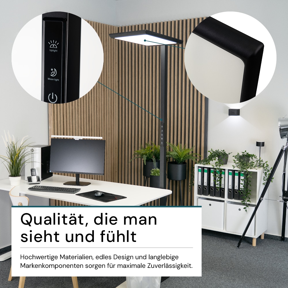 LUXULA LED-Büro-Stehleuchte, Up/Down, 100W, 4000K, EEK: F, 7000lm, IP20, dimmbar, schwarz