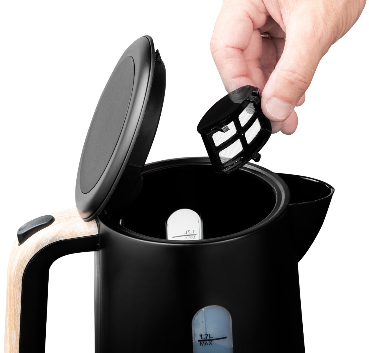 BESTRON Wasserkocher Black & Wood, AWK2200BW, 1,7 L, 2200 W, schwarz