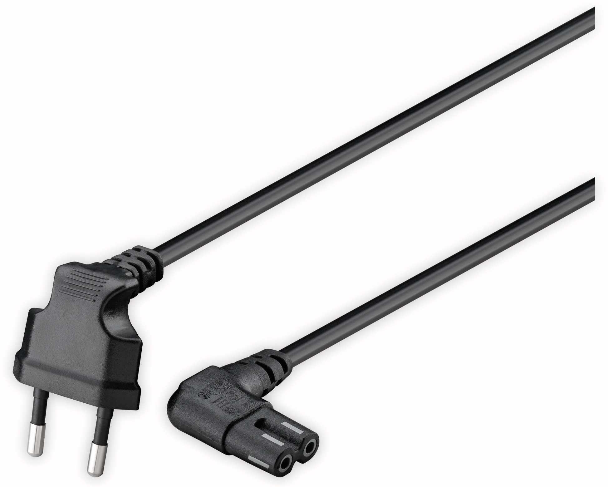 GOOBAY Euro-Netzkabel mit Doppelnutkupplung, schwarz, 5m, 90° GOOBAY Euro-Netzkabel mit Doppelnutkupplung, schwarz, 5m, 90°