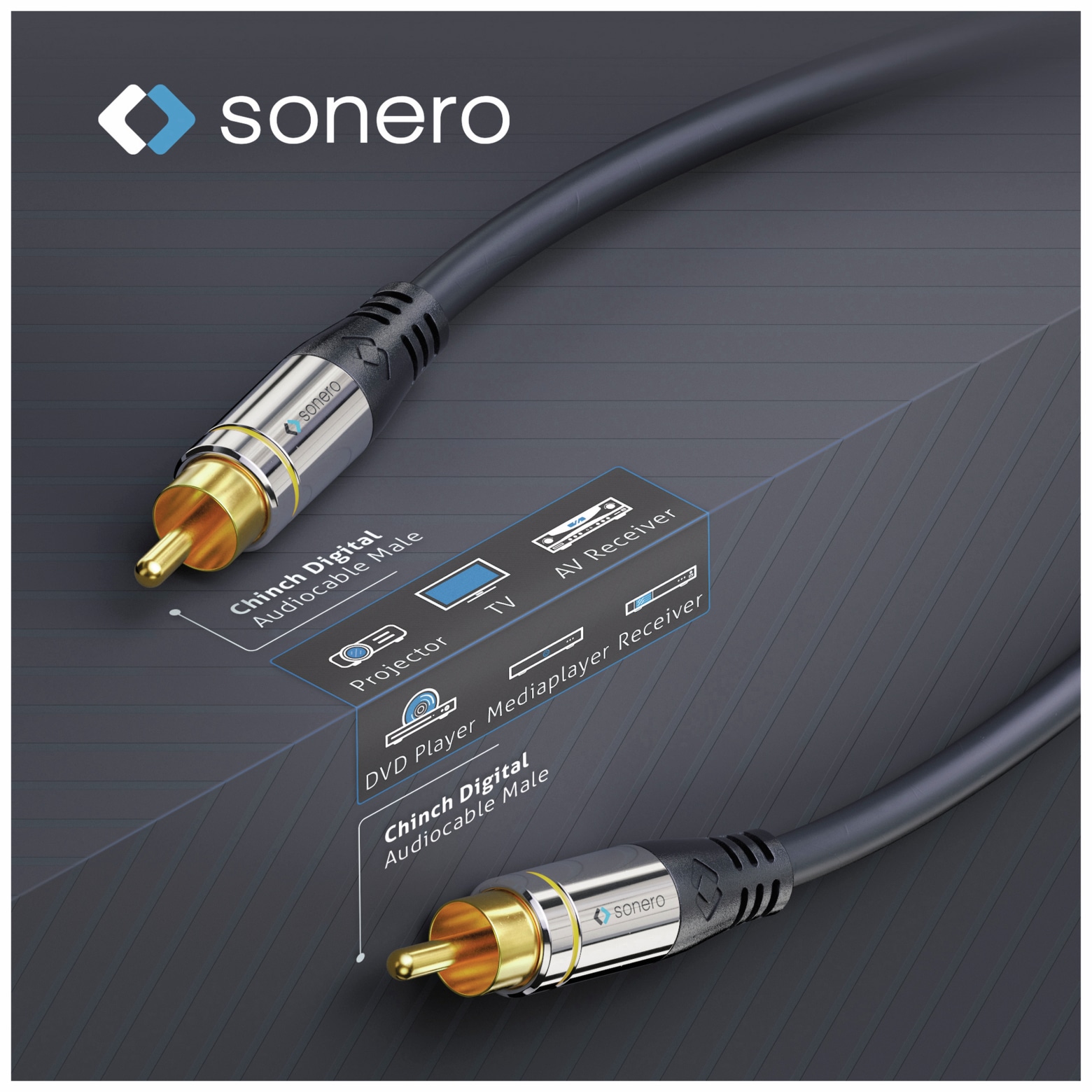 SONERO Cinchkabel 1,00 m, schwarz