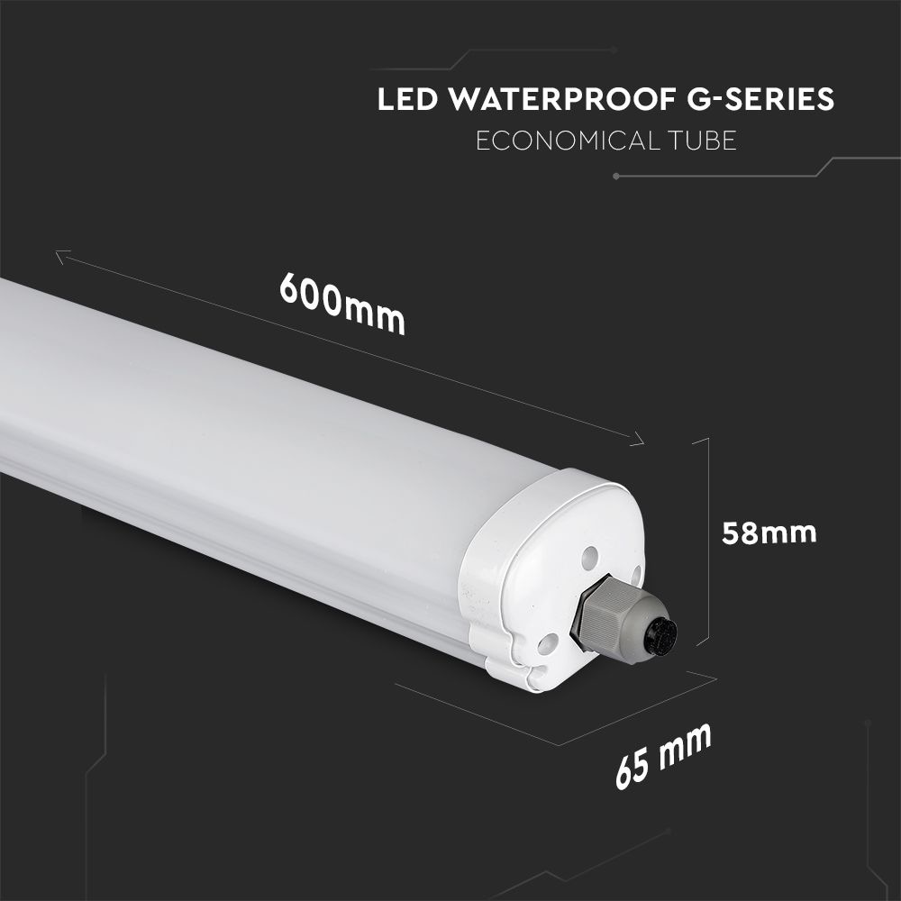 V-TAC LED-Feuchtraumwannenleuchte VT-6076, 18W, 4000K, EEK: E, 2160lm, neutralweiß, IP65, 60 cm
