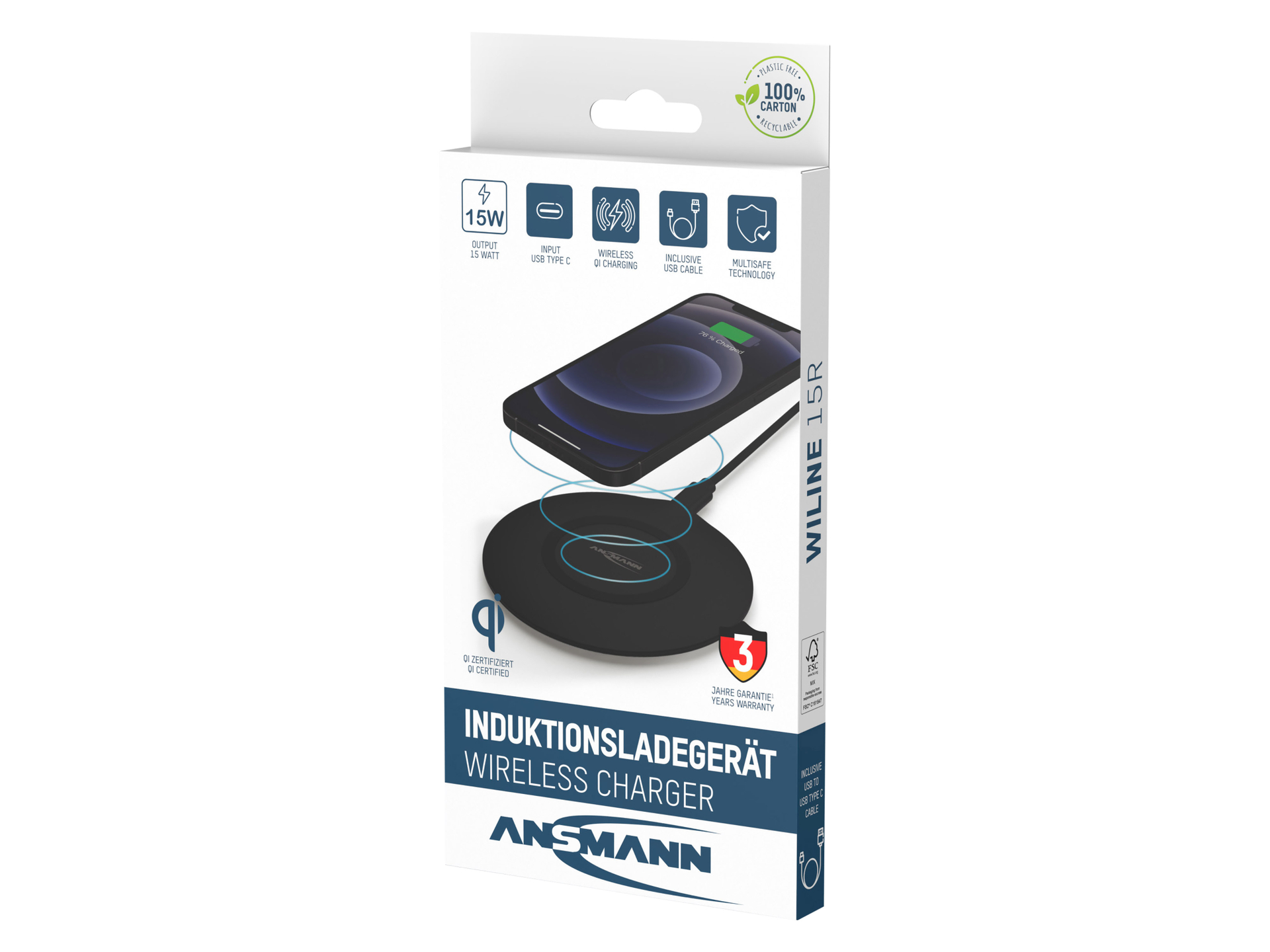 ANSMANN Induktions-Ladegerät WiLine 15R