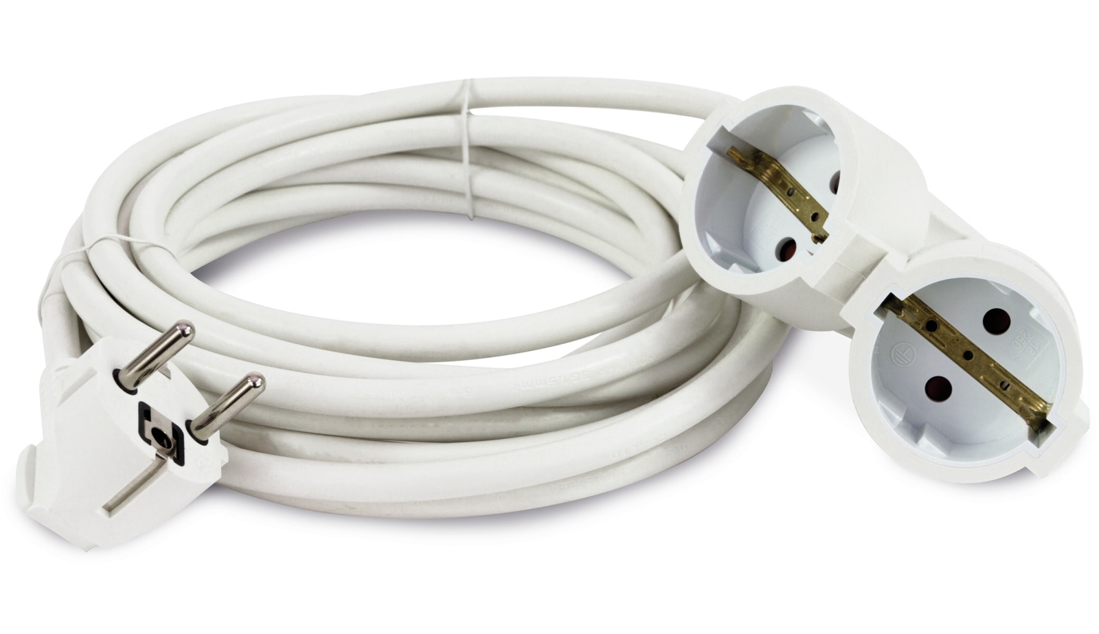 Rallonge avec contact de protection REV, double prise, 3 m, blanc